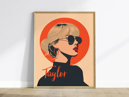 Taylor Swift Minimal Design Wall Art Poster | Pop Star Icon Fan Framed Print Female Musician Artist Portrait Eras Tour Home Decor Gift Set