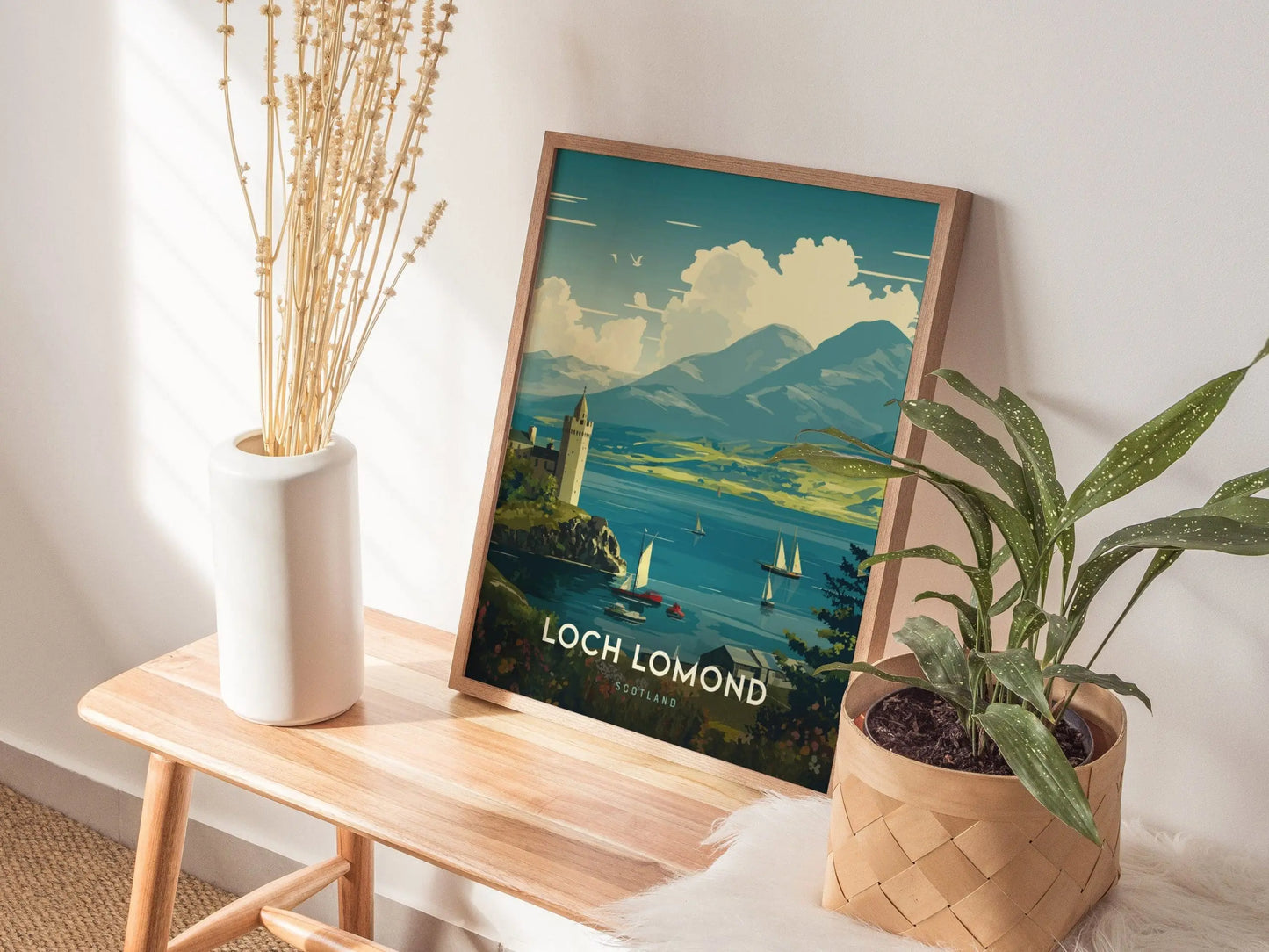 Loch Lomond Landscape Framed Travel Poster, Loch Lomond Scotland Poster Print, Loch Lomond Castle Art, Scotland Travel Gift, Scotland Parks