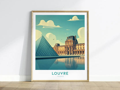 Louvre Paris Framed Travel Print Wall Art, Louvre Paris France Travel Poster, Museum Travel Poster, Traveler Home Decor, Airbnb Home Decor