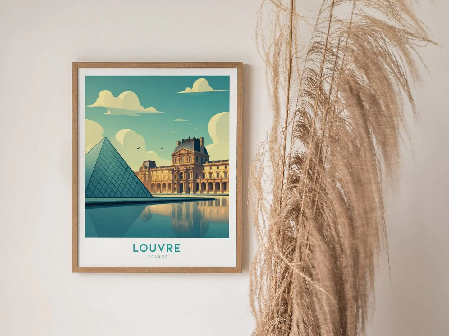 Louvre Paris Framed Travel Print Wall Art, Louvre Paris France Travel Poster, Museum Travel Poster, Traveler Home Decor, Airbnb Home Decor