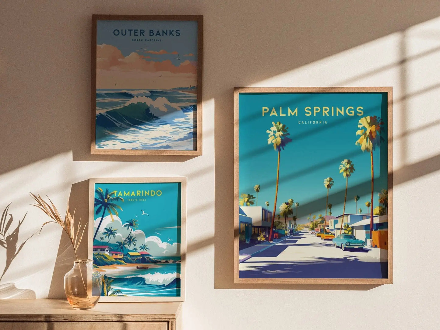 Palm Springs Framed Wall Art, Palm Springs Travel Poster, California wall art, palm springs, Midcentury Travel Prints, Home Decor