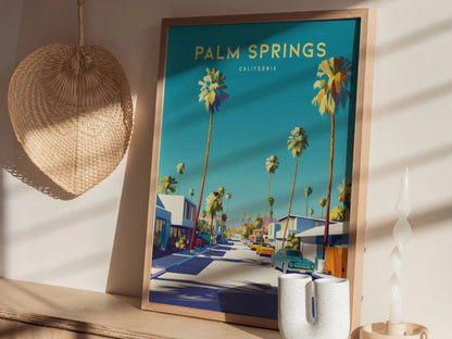 Palm Springs Framed Wall Art, Palm Springs Travel Poster, California wall art, palm springs, Midcentury Travel Prints, Home Decor