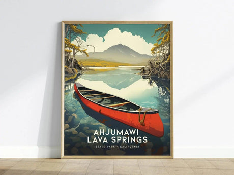 Ahjumawi Lava Springs State Park Framed Travel Print, Ahjumawi Poster Print, California State Wall Art, Mount Shasta, Lassen Peak Poster Art - Swell Scenes