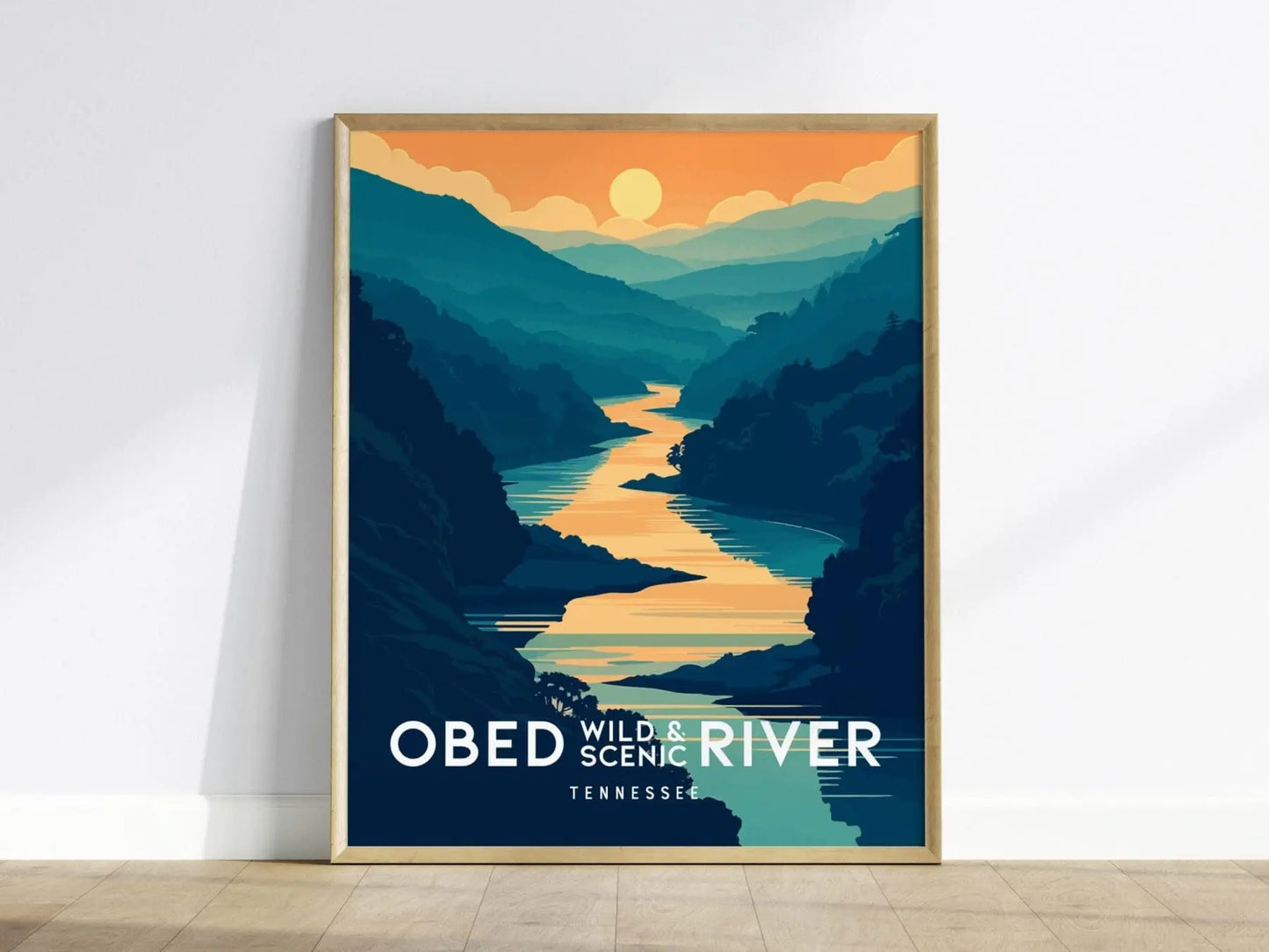 Obed Wild and Scenic River, Tennessee, Framed Wall Art - Cumberland Plateau Poster Rafting Kayaking Adventure Print Outdoors Park Home Decor