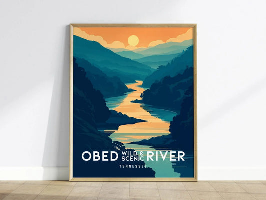 Obed Wild and Scenic River, Tennessee, Framed Wall Art - Cumberland Plateau Poster Rafting Kayaking Adventure Print Outdoors Park Home Decor