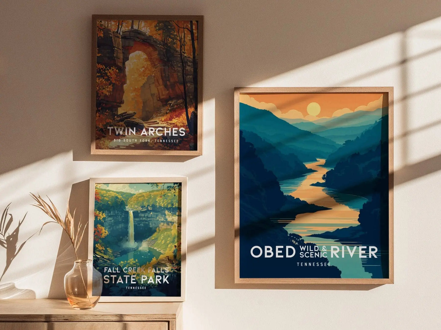 Obed Wild and Scenic River, Tennessee, Framed Wall Art - Cumberland Plateau Poster Rafting Kayaking Adventure Print Outdoors Park Home Decor