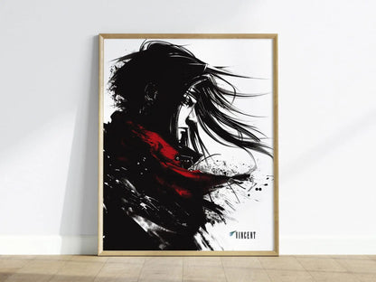 Vincent Final Fantasy VII  Framed Wall Art - Limited Edition Print, FF7 Vincent Valentine Poster, Final Fantasy VII Rebirth, Gamer Decor Art