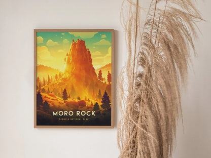 Moro Rock Sequoia National Parks Framed Travel Print, Sequoia Poster Print, National Parks Sequoia Wall Art, Moro Rock Wall Art Decor