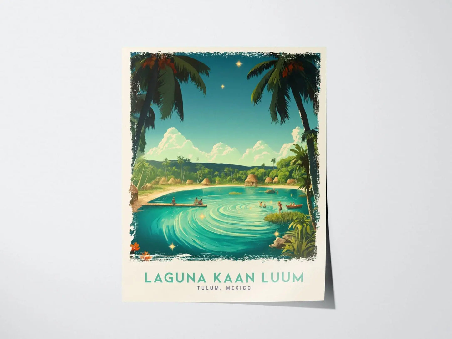 Laguna Kaan Luum Travel Poster, Laguna Kaan Luum Mexico Framed Print, Mexico Travel Poster Art, Lagoon Custom Travel Gift, Airbnb Wall Decor