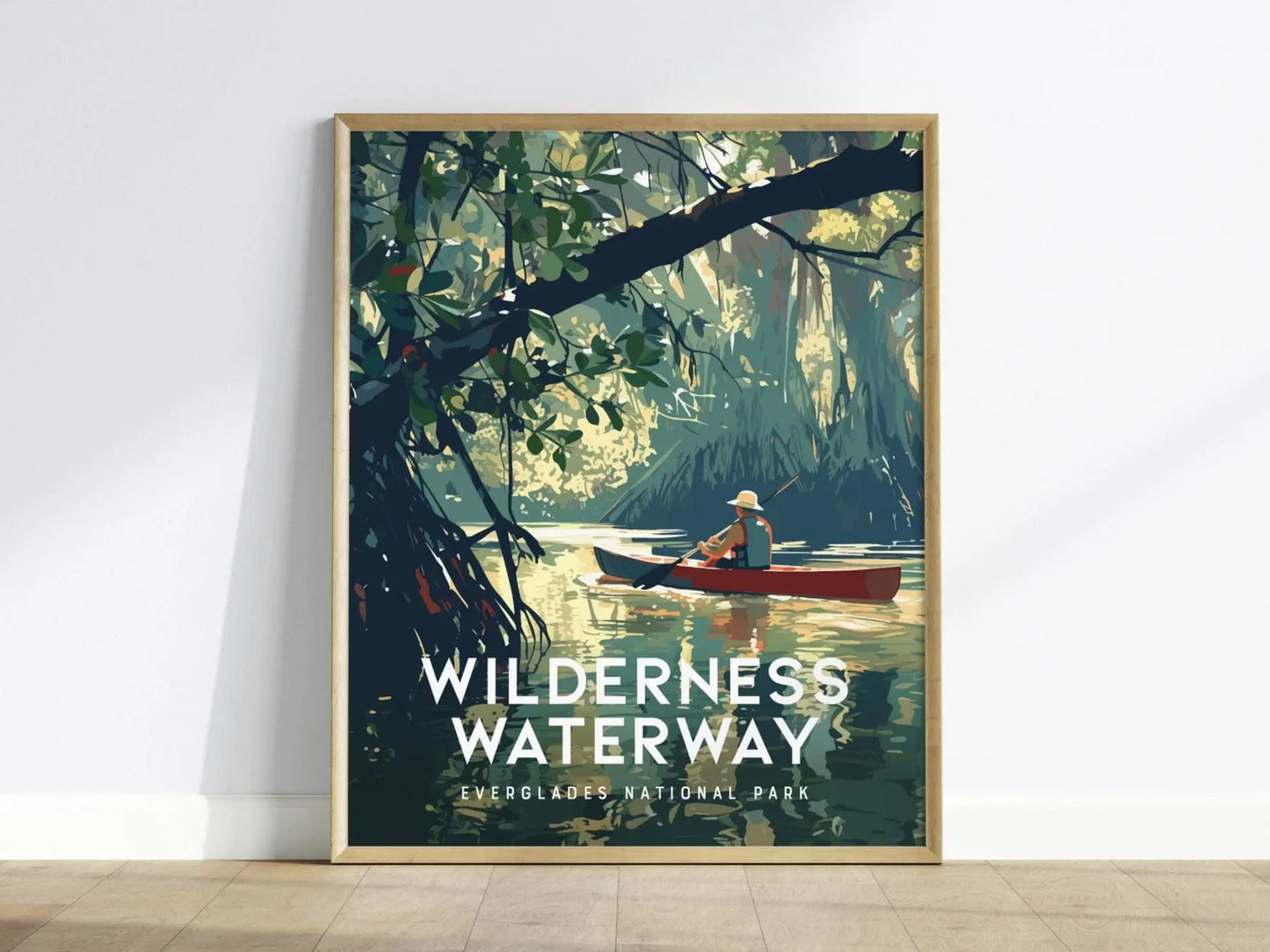 Everglades, Wilderness Waterway, National Park, Florida Framed Wall Art - Glades Canoe Kayak Adventure Poster Travel Print Home Office Decor