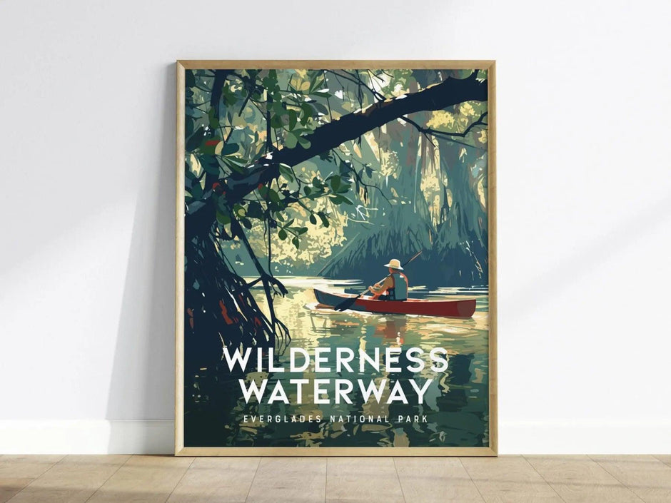 Everglades, Wilderness Waterway, National Park, Florida Framed Wall Art - Glades Canoe Kayak Adventure Poster Travel Print Home Office Decor - Swell Scenes
