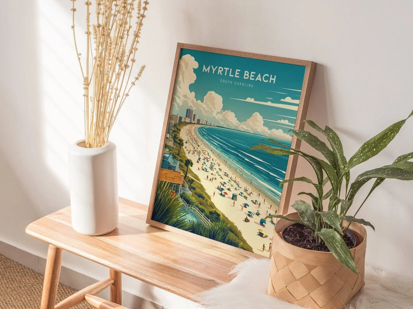 Myrtle Beach Framed Travel Poster, South Carolina Wall Art, South Carolina Print, Myrtle Beach Poster, Vacation Poster, Beach Airbnb Decor