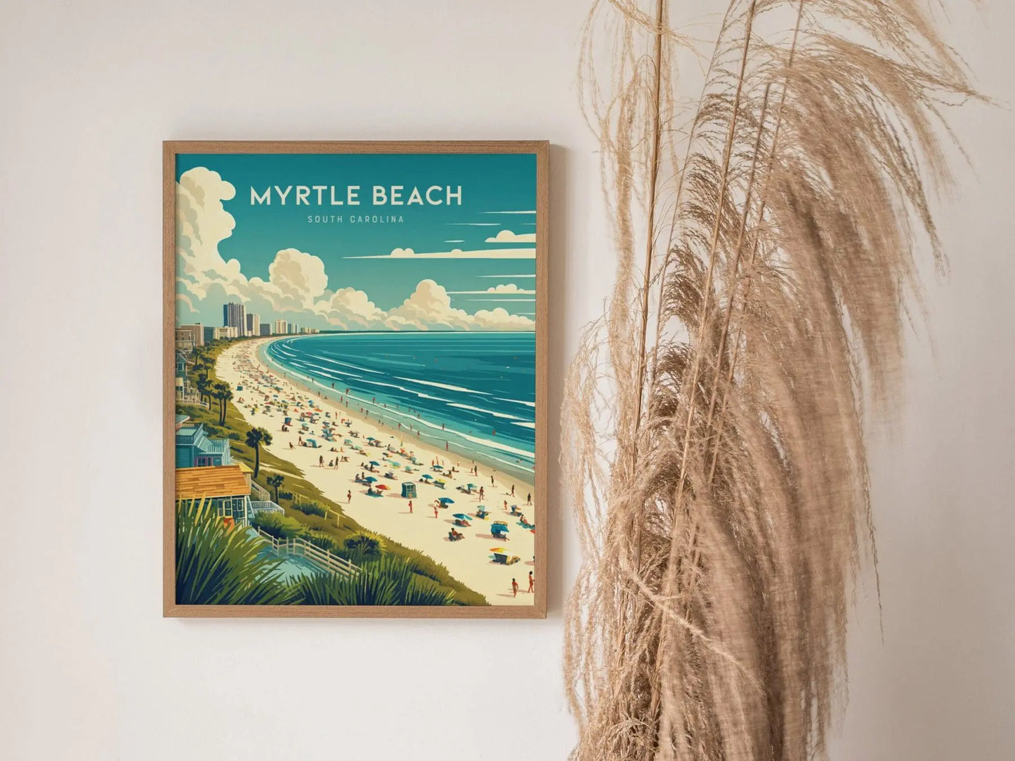 Myrtle Beach Framed Travel Poster, South Carolina Wall Art, South Carolina Print, Myrtle Beach Poster, Vacation Poster, Beach Airbnb Decor