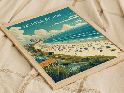 Myrtle Beach Framed Travel Poster, South Carolina Wall Art, South Carolina Print, Myrtle Beach Poster, Vacation Poster, Beach Airbnb Decor