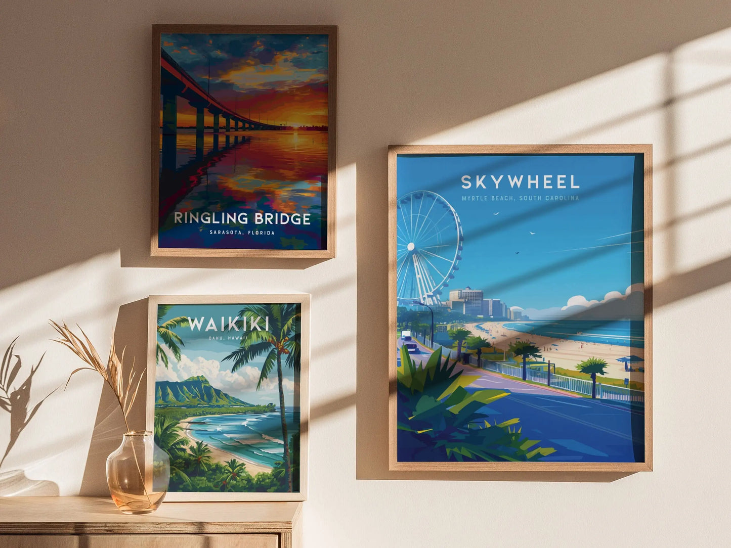 SkyWheel Myrtle Beach Framed Travel Poster, SkyWheel South Carolina Wall Art, SkyWheel Myrtle Beach Poster, Vacation Art, Beach Airbnb Decor