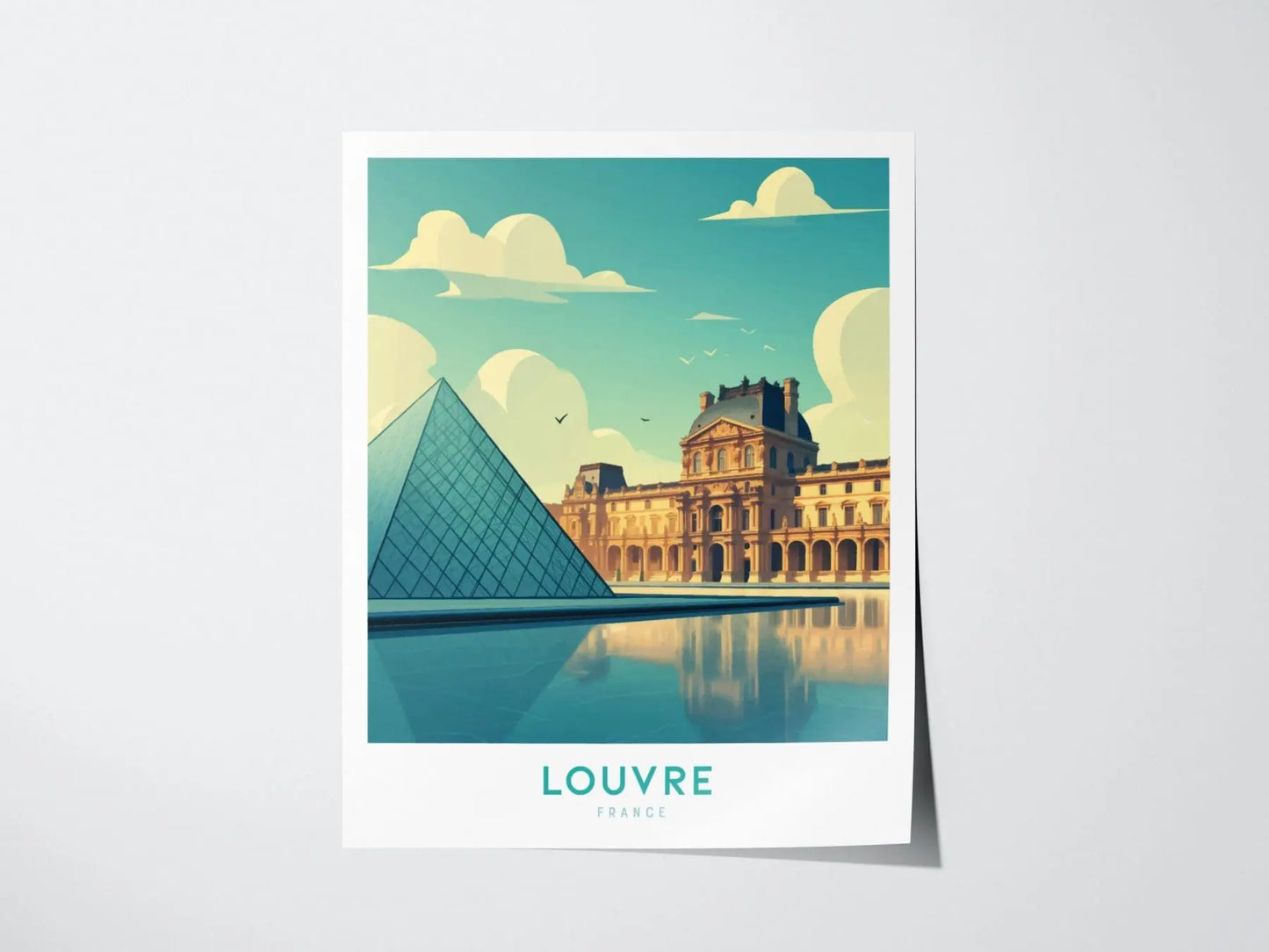 Louvre Paris Framed Travel Print Wall Art, Louvre Paris France Travel Poster, Museum Travel Poster, Traveler Home Decor, Airbnb Home Decor