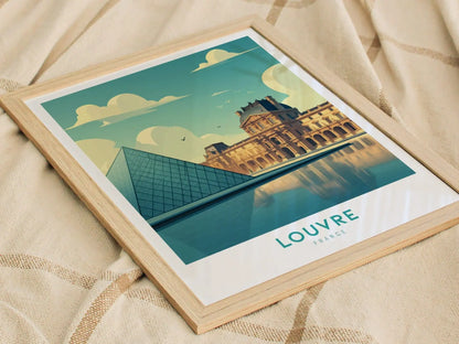 Louvre Paris Framed Travel Print Wall Art, Louvre Paris France Travel Poster, Museum Travel Poster, Traveler Home Decor, Airbnb Home Decor