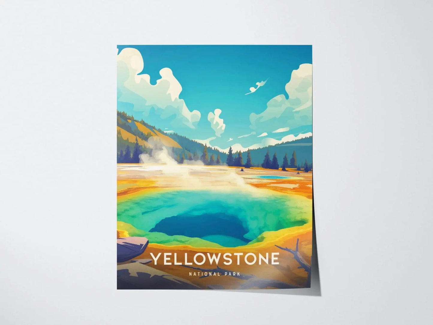 Yellowstone National Parks Travel Print, Yellowstone Poster Print, National Parks Yellowstone Wall Art, Wyoming National Parks Poster Decor