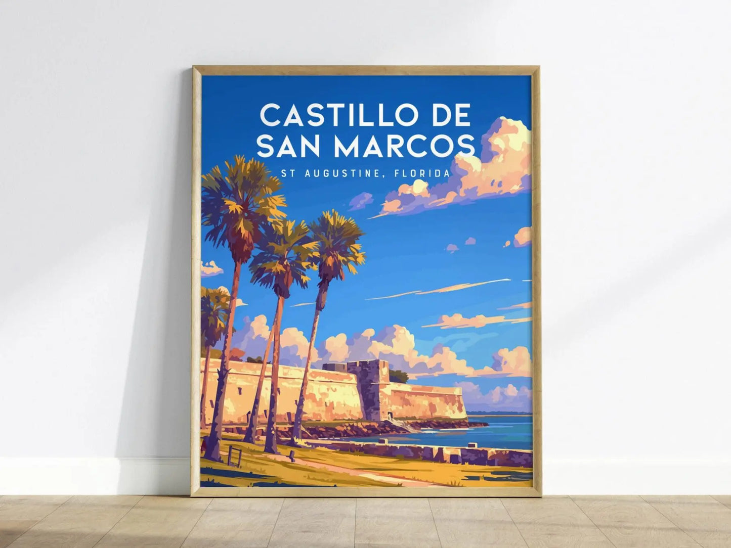 Castillo de San Marcos, St Augustine, Florida Framed Wall Art - National Monument Poster Design Travel Print Collection Home Office Decor