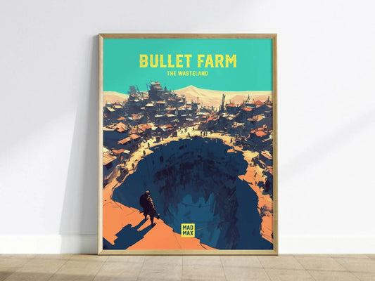 Bullet Farm, The Wasteland, Mad Max Framed Wall Art - Fury Road Thunderdome Furiosa Post Apocalyptic Poster Travel Print Man Cave Decor Set