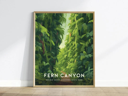 Fern Canyon Loop Trail Framed Travel Print, Fern Canyon Poster Print, State Parks California Wall Art, Fern Canyon Jurassic Park Lost World