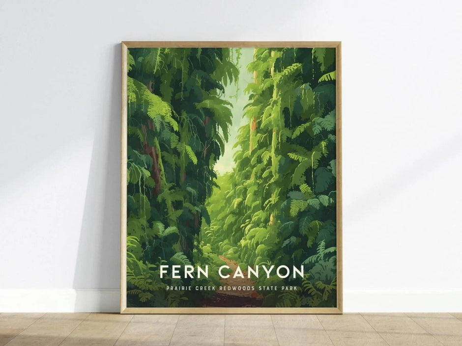 Fern Canyon Loop Trail Framed Travel Print, Fern Canyon Poster Print, State Parks California Wall Art, Fern Canyon Jurassic Park Lost World - Swell Scenes