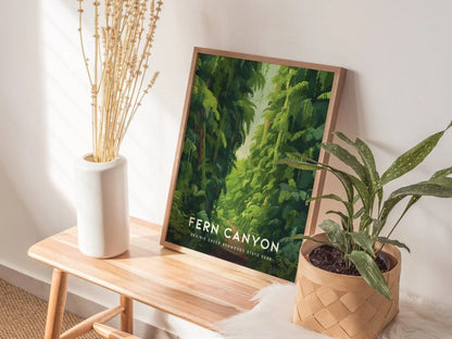 Fern Canyon Loop Trail Framed Travel Print, Fern Canyon Poster Print, State Parks California Wall Art, Fern Canyon Jurassic Park Lost World