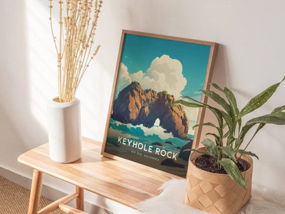 Keyhole Rock at Big Sur Framed Travel Print, California Big Sur Travel Poster, Keyhole Rock Big Sur Wall Art, California Airbnb Wall Decor