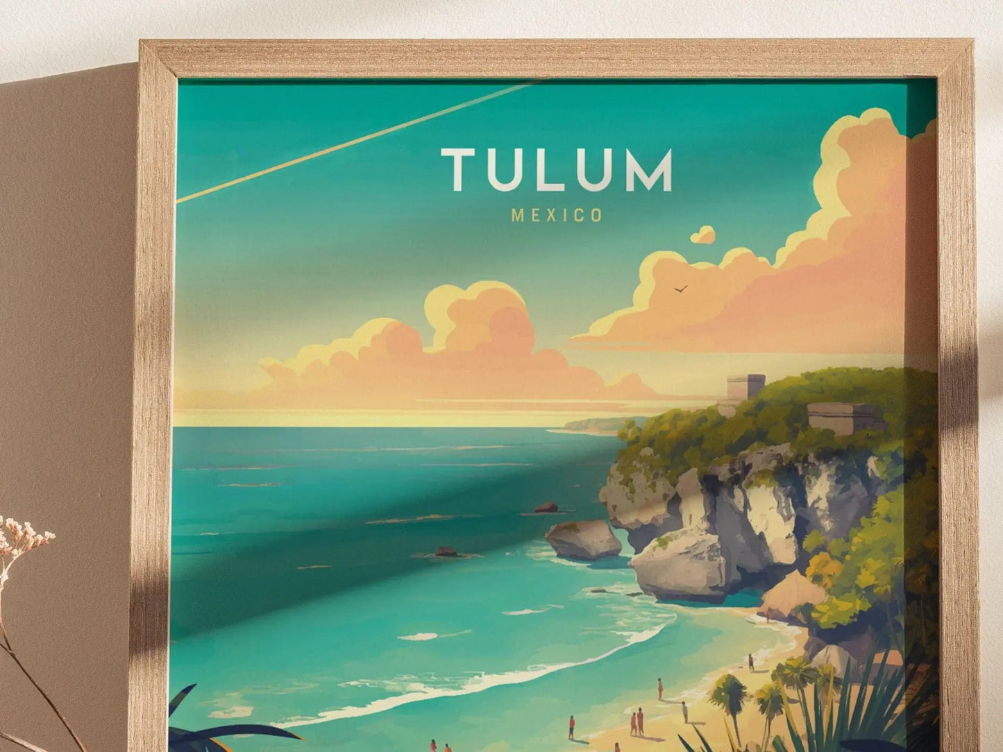 Tulum Mexico Framed Travel Poster, Tulum Mexico Framed Print, Tulum Mexico Wall Art, Mexico Travel Art, Custom Travel Gift, Airbnb Decor Art