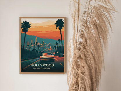 Hollywood Framed Travel Poster, Hollywood Los Angeles Poster Print, Hollywood Custom Travel Print, Personalized Travel Poster, Home Decor