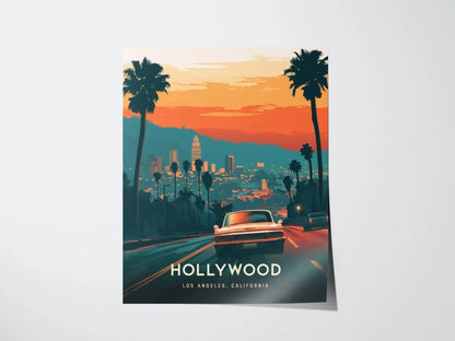 Hollywood Framed Travel Poster, Hollywood Los Angeles Poster Print, Hollywood Custom Travel Print, Personalized Travel Poster, Home Decor