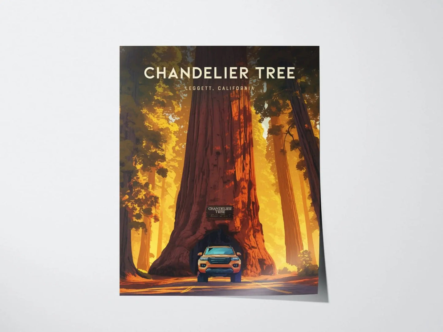 Chandelier Tree in Drive-Thru Tree Park Framed Travel Print, Chandelier Tree Park Travel Poster, Chandelier Tree Traveler Gift Souvenir Art