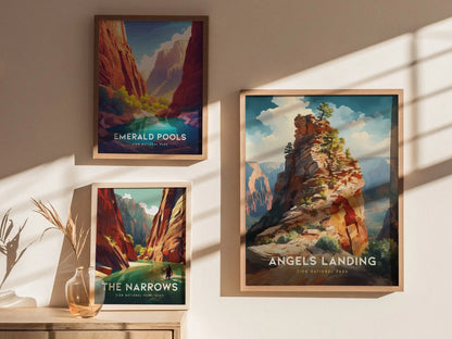 Angels Landing Zion National Park Framed Travel Print, Zion National Park Travel Poster, National Parks Traveler Gift, National Park Decor