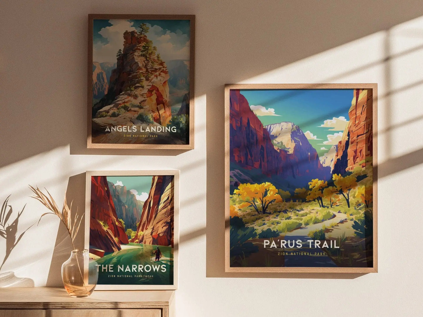 Pa’rus Trail Zion National Park Framed Travel Print, Parus Trail Travel Poster, Pa’rus Zion National Park Travel Gift, National Park Decor