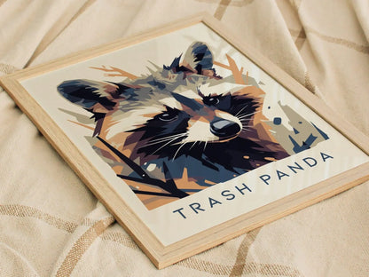 Trash Panda, Urban Wildlife Series, Raccoon Framed Wall Art - City Animal Collection Poster Design Print Funny Apartment Decor Statement Set