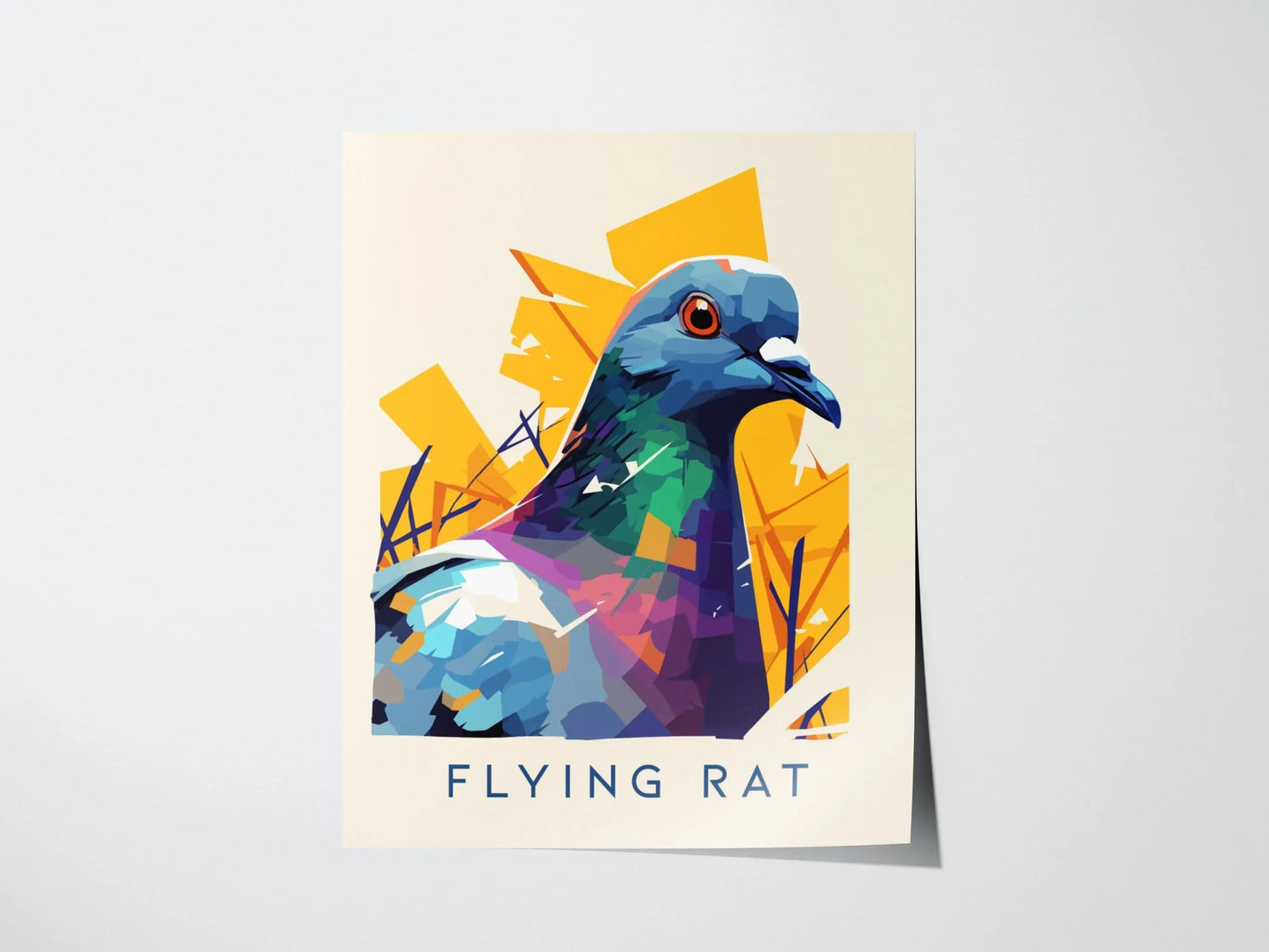 Flying Rat, Urban Wildlife Series, Pigeon Framed Wall Art - City Bird Collection Poster Design Print Funny LA NYC Statement Decor Gift Set