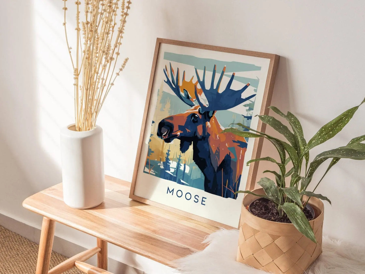 Moose, Wildlife Series, Swamp Donkey Framed Wall Art - North American Big Game Buck Deer Hunting Nature Poster Design Print Decor Gift Set