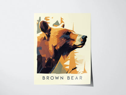 Brown Bear, Wildlife Series, Alaska Framed Wall Art - North American Grizzly Big Game Nature Poster Design Print Mountain Cabin Decor Set