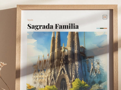 Sagrada Familia Framed Travel Poster, Barcelona Spain Travel Poster, Architecture Series, Barcelona Spain Travel Art, Barcelona Spain Gift