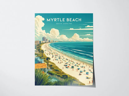 Myrtle Beach Framed Travel Poster, South Carolina Wall Art, South Carolina Print, Myrtle Beach Poster, Vacation Poster, Beach Airbnb Decor