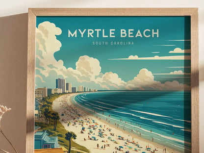 Myrtle Beach Framed Travel Poster, South Carolina Wall Art, South Carolina Print, Myrtle Beach Poster, Vacation Poster, Beach Airbnb Decor