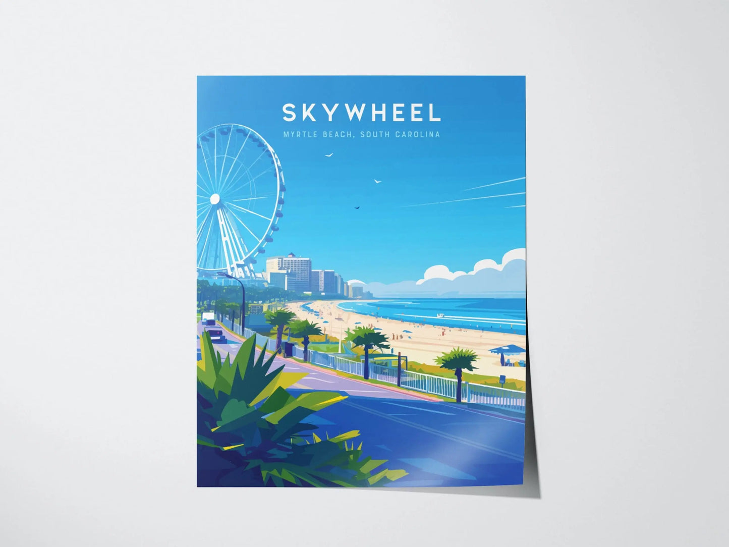 SkyWheel Myrtle Beach Framed Travel Poster, SkyWheel South Carolina Wall Art, SkyWheel Myrtle Beach Poster, Vacation Art, Beach Airbnb Decor