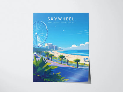 SkyWheel Myrtle Beach Framed Travel Poster, SkyWheel South Carolina Wall Art, SkyWheel Myrtle Beach Poster, Vacation Art, Beach Airbnb Decor