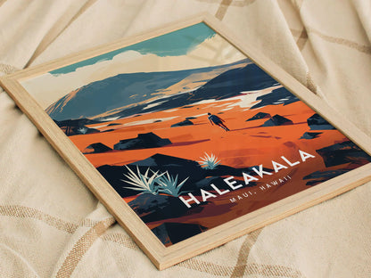 Haleakala National Park, Maui, Hawaii - Wall Art Poster Design Travel Print Hiker Backpacker Adventure Hawaiian Islands Gift