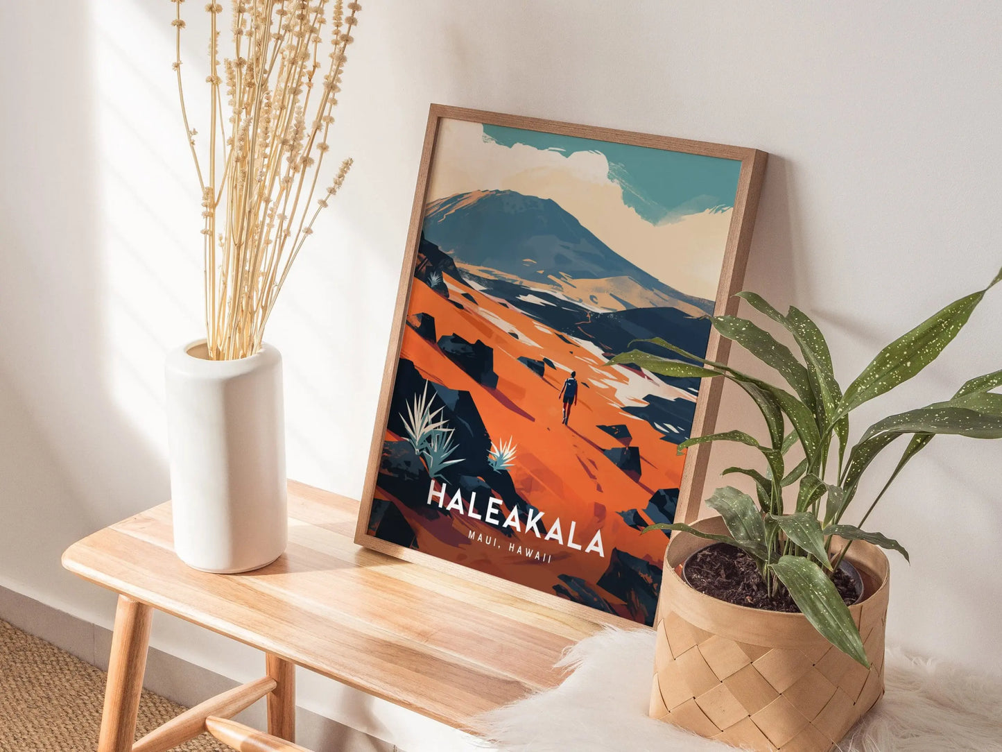 Haleakala National Park, Maui, Hawaii - Wall Art Poster Design Travel Print Hiker Backpacker Adventure Hawaiian Islands Gift