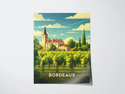 Bordeaux France Wine Country Framed Wall Art, Bordeaux Framed Artwork Poster, Travel Winery Vineyard France Home Gift Decor, Airbnb Decor