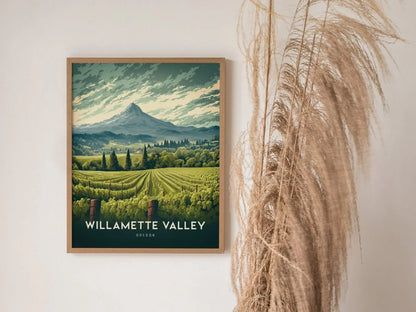 Willamette Valley Oregon Wine Framed Wall Art, Willamette Valley Framed Artwork Poster, Travel Winery Vineyard Oregon Home Gift Airbnb Decor