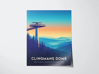 Clingmans Dome at Great Smoky Mountains National Park Framed Travel Print, Great Smoky Mountain National Park Travel Poster, Clingmans Trail