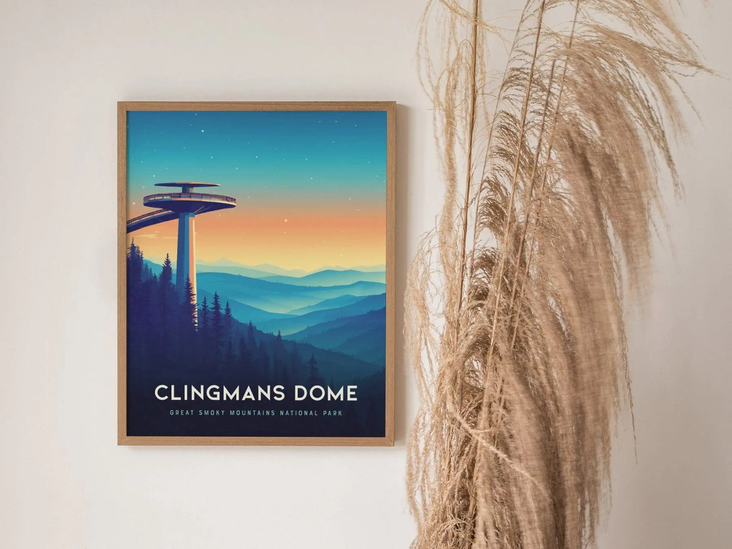 Clingmans Dome at Great Smoky Mountains National Park Framed Travel Print, Great Smoky Mountain National Park Travel Poster, Clingmans Trail