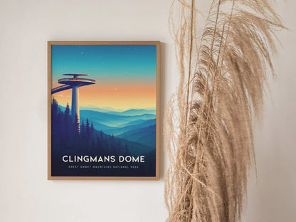 Clingmans Dome at Great Smoky Mountains National Park Framed Travel Print, Great Smoky Mountain National Park Travel Poster, Clingmans Trail